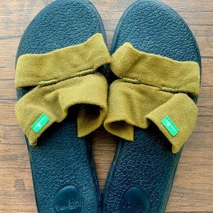 Sanuk Dark Green Slip on Sandals